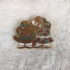 Vintage Barbara Lavalee Brooch Pin Feat. Women Harvest Forage Basket Celebration